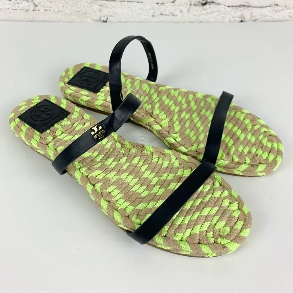Tory Burch Two Band Flat Espadrille Slide Sandals 8.5 - Picture 7 of 14